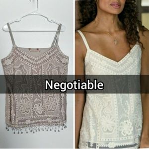 Soft Surroundings Taupe Lace Cami size Large